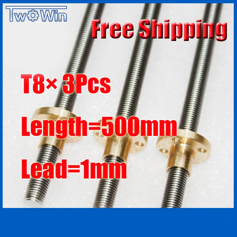 Buy 3X T8 500mm Lead Screw 500 Length 1mm Lead 3D