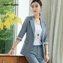 Women's Plus size Slim fit Blazers coats 2019 Summer cotton blend Small Suits jackets ladies Skinny Retro Blazers Suits coats