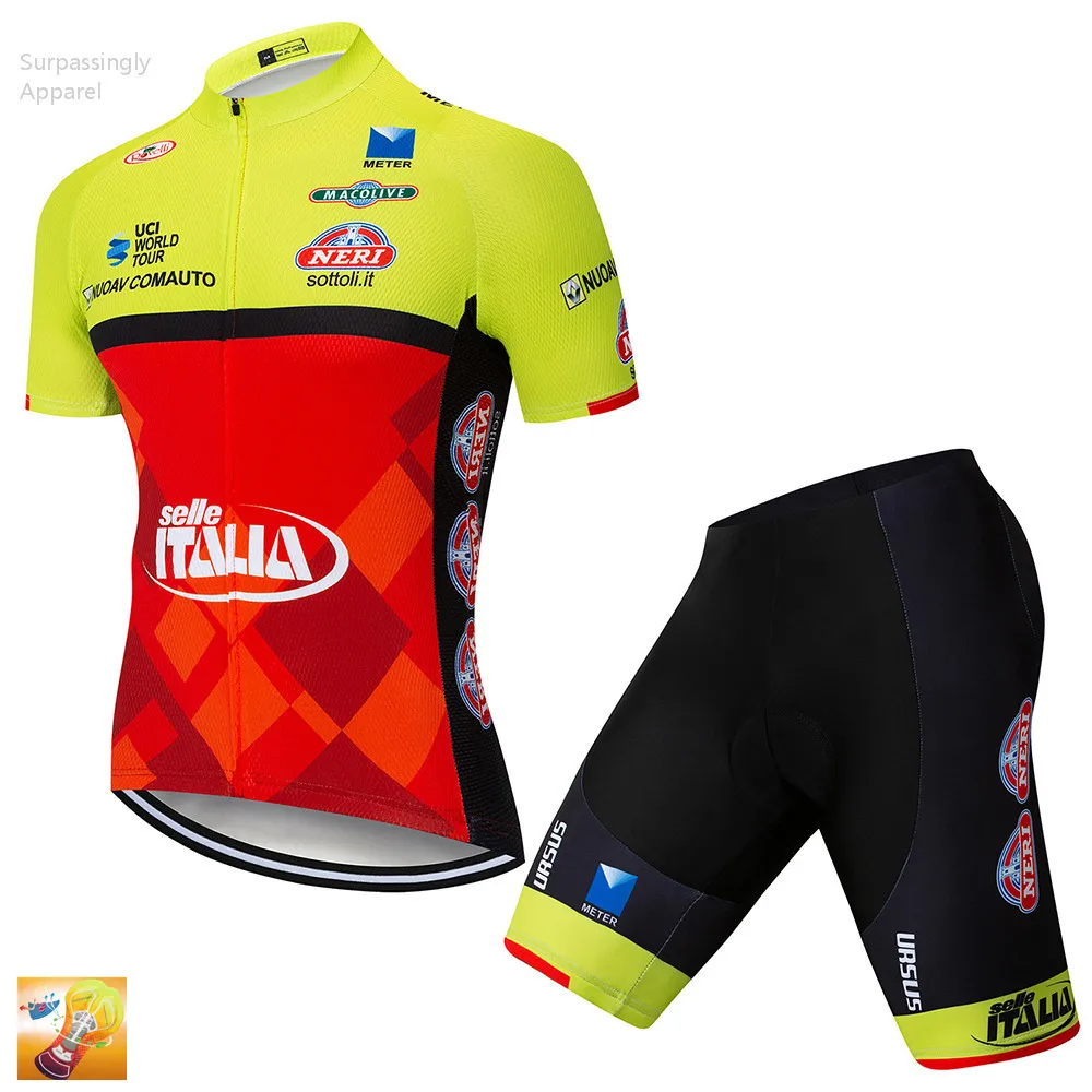 

2019 Red Men Bicycle Clothing Summer Pro Team Short Sleeve Cycling Set Bike Jersey Ropa Maillot Ciclismo Cycling Clothing 16D