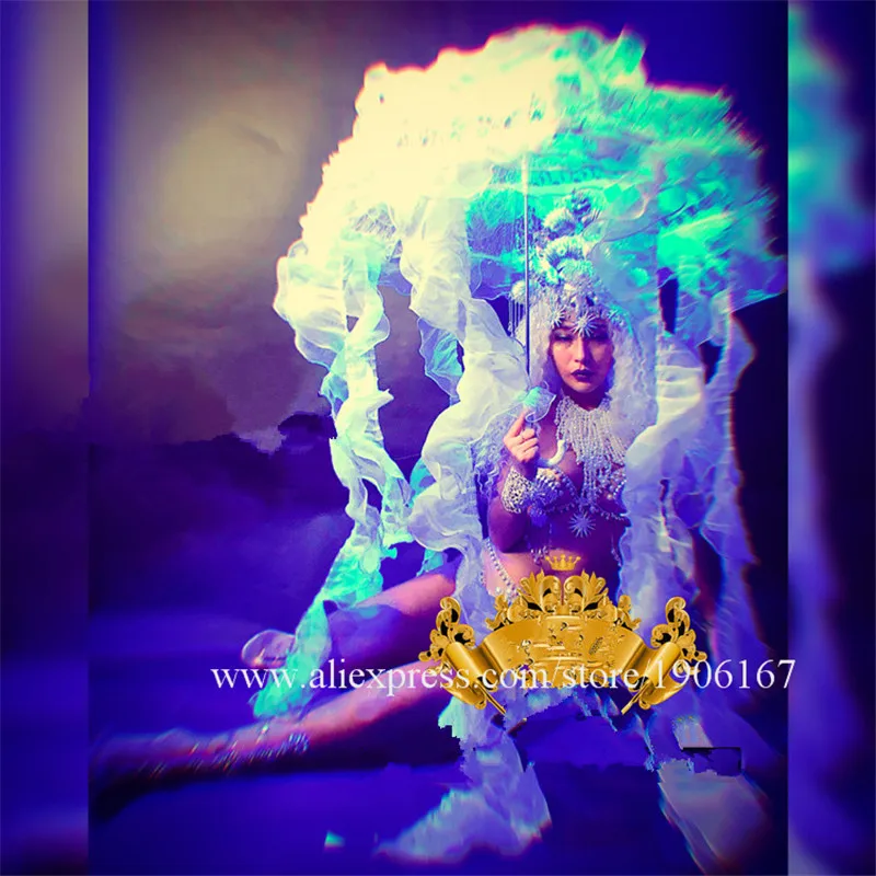 Nightclub GOGO female silver shell jellyfish sexy goddess costume dance team marine jellyfish party costumes03