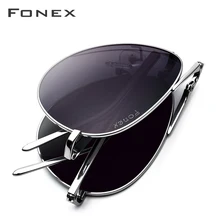 FONEX, чистый титан, поляризационные солнцезащитные очки, мужские, складные, пилот, солнцезащитные очки для мужчин, бренд, дизайнерские, высокое качество, оттенки 838