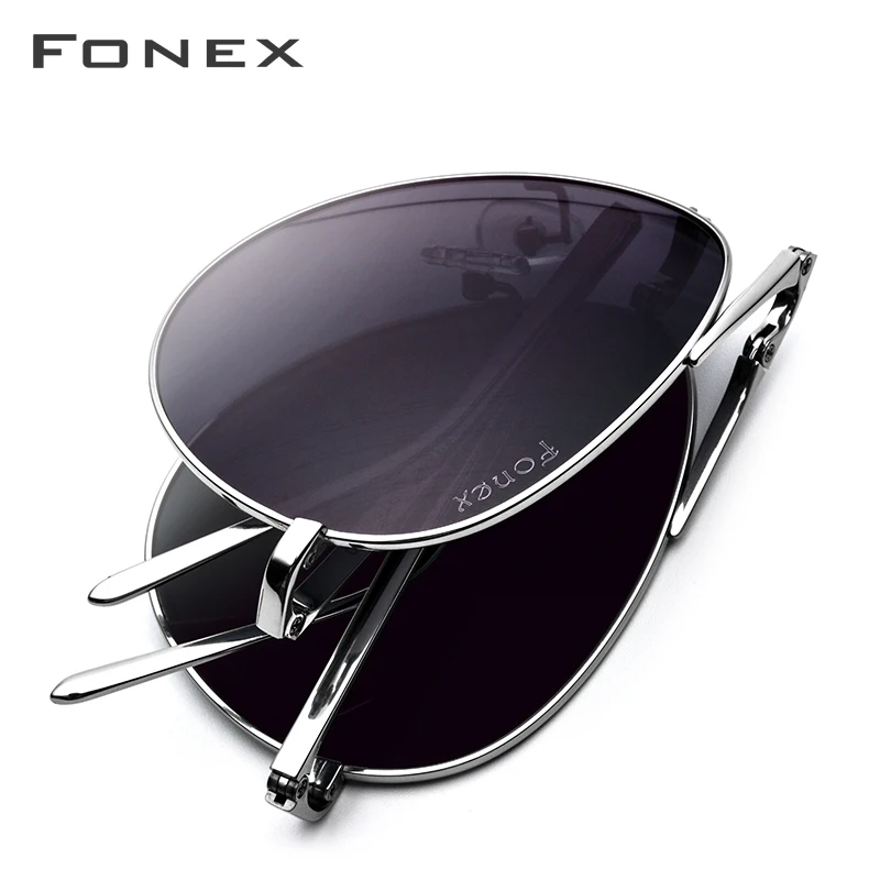 

FONEX Pure Titanium Polarized Sunglasses Men Folding Pilot Sun Glasses for Men New Brand Designer High Quality Shades 838