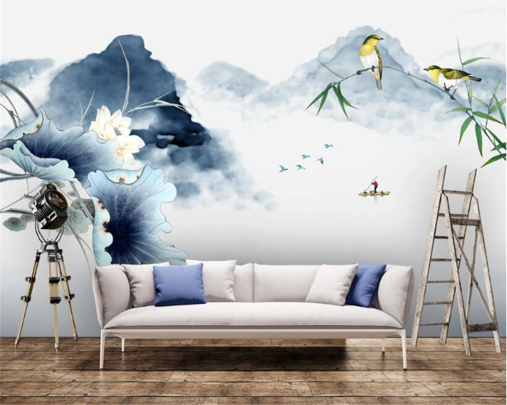 

beibehang New Chinese character simple 3d wallpaper abstract ink landscape wall papers home decor background decorative painting