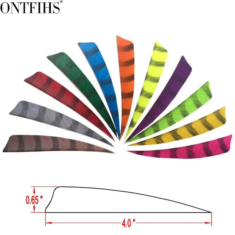 

ONTFIHS RW - 50PCS 4" Shield Cut Striped Double Side Arrrow Feather Archery Fletches Feathers Fletching Real Turkey Feathers