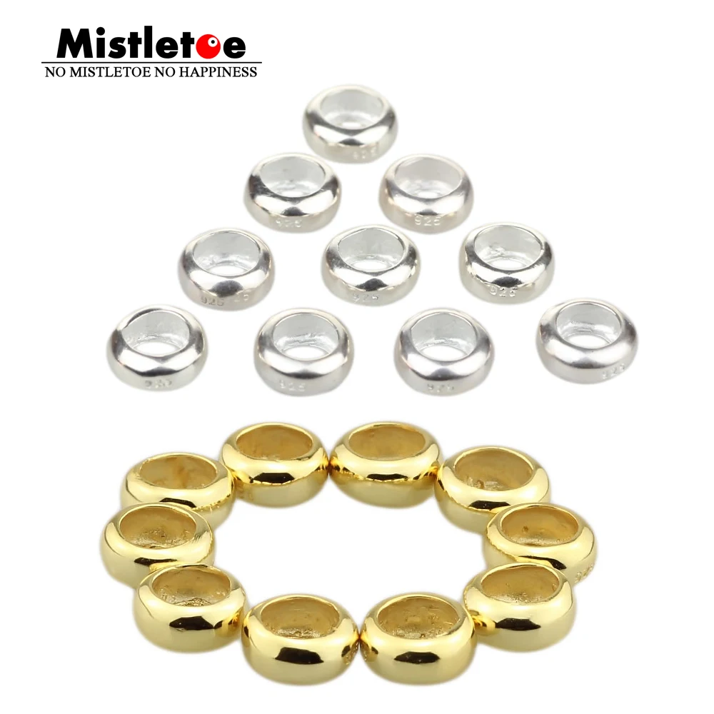 

2pcs/5pcs/10pcs Authentic 925 Sterling Silver European Style spacers Stopper Bead Charm Fit European Troll 3mm Bracelet Jewelry