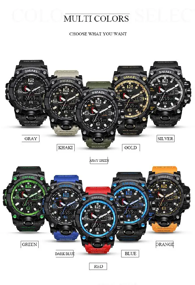

SMAEL Men's Watch Multifunction Fashion Waterproof Electronic Watch Men for Sports