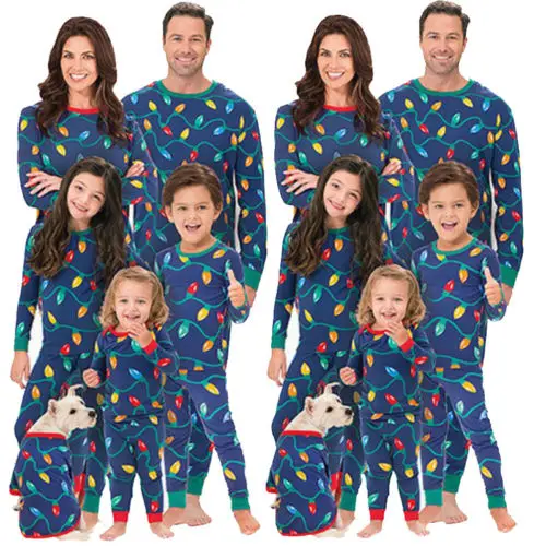 

Christmas Family Matching Skiing Santa Pajamas Adult Women Kids Sleepwear Set