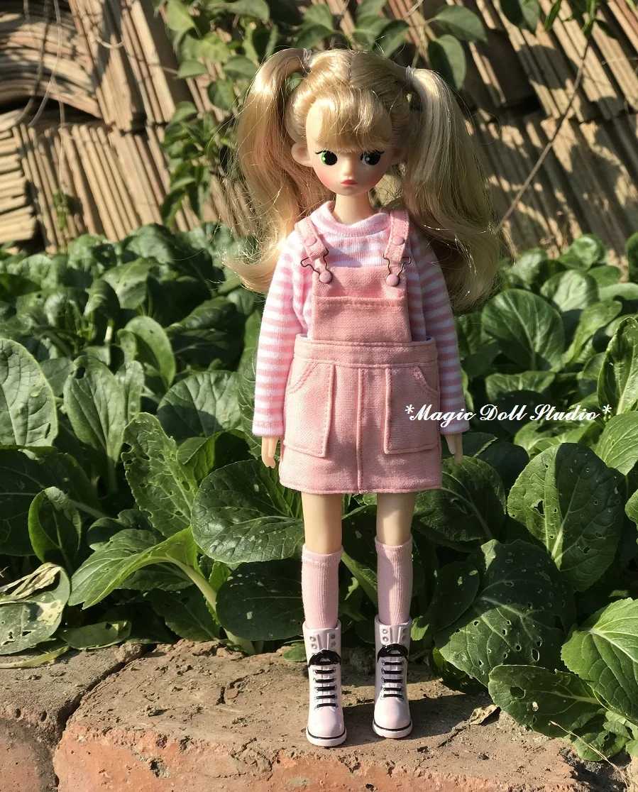 

SOLD OUT [MG593-B] 2018 New NeoBlythe Doll Outfits # Pink Overall, Top and Boots Set fit for Blyth Azone Doll Clothes for Retail