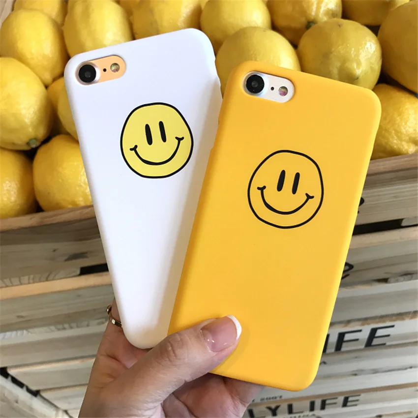 

Luxury Smiling face Phone Case for iPhone 6 6S 7 8 Plus XS Max XR X Cover Hard PC Case for iPhone 6 6s Plus Phone Bag Back Cover