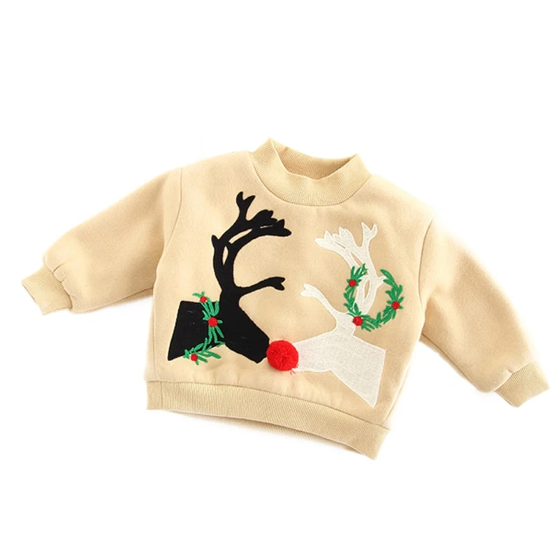 Детский свитер; сезон осень-зима; рубашка для маленьких мальчиков и девочек; Рождественский праздничный кашемировый свитер с вышивкой; детская одежда