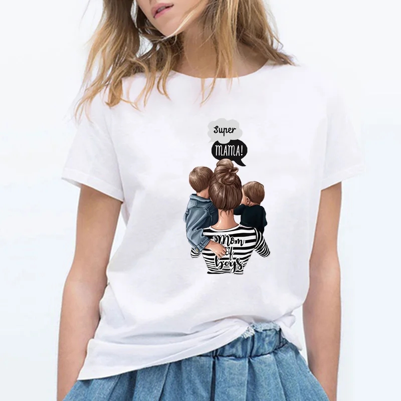 

2019 Super Mama letter Print Summer T-Shirt Women Tumblr Casual Shirt Female Mother Day Gift Plus Size O-neck Cute Tops La madre