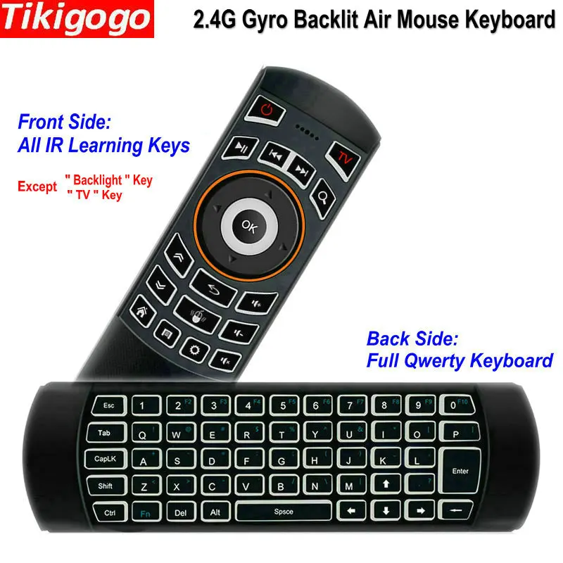 Tikigogo Подсветка X6 2 4G с гироскопом и сенсорной мышью полный Qwerty клавиатура лицевой