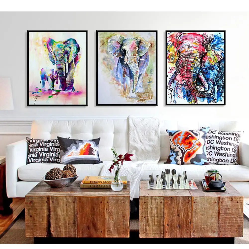 

Pop Art Nordic Posters and Prints Art Scandinavian Colorful Mural Animal Elephant Picture Oil Painting Canvas for Home Decor