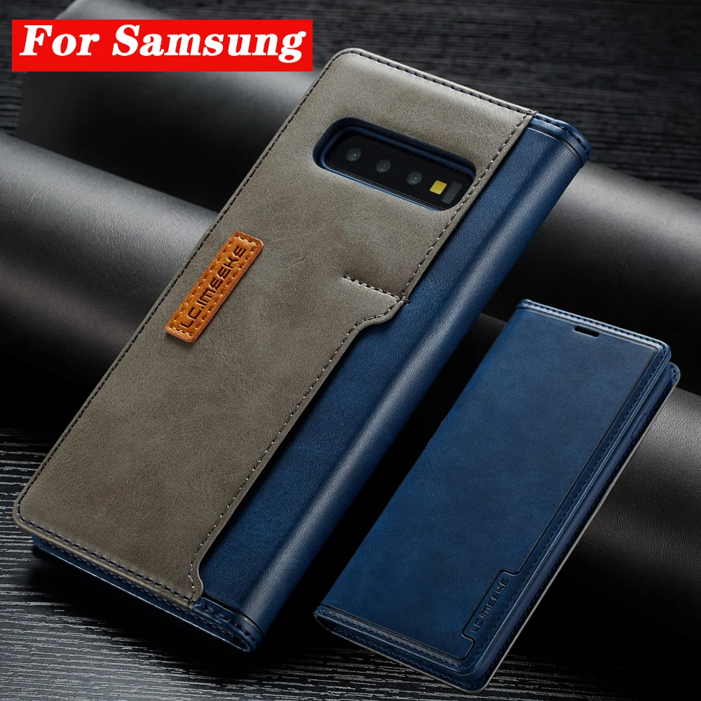 Кожаный чехол для телефона s для samsung Galaxy Note10 S10E S10 Plus S8 S9 контрастный цвет флип Fundas кожаный чехол с карманом для карт