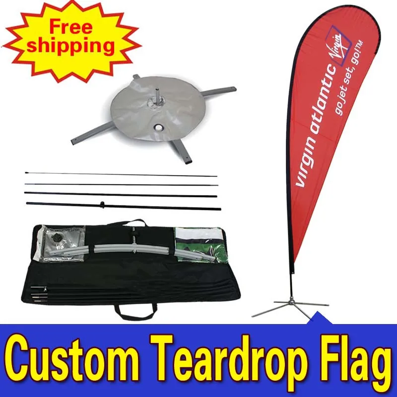 

70cm*225cm Custom Double Side Printing Display Flags Teardrop Banners Flags with Cross Water Bag Any Design Drapeau De Plumes
