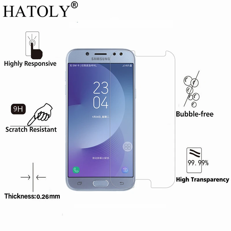 

2PCS Glass For Samsung Galaxy J7 2017 Tempered Glass 9H Screen Protector for Samsung J7 2017 J730F/DS Film Samsung J7 Pro Glass