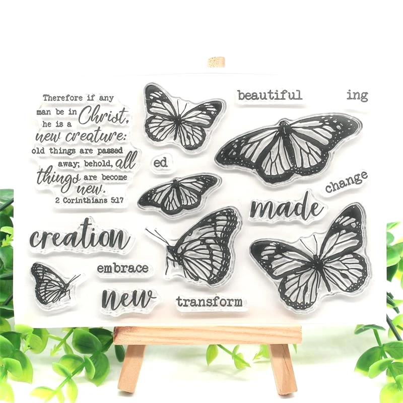 

KSCRAFT Butterfly Transparent Clear Silicone Stamps for DIY Scrapbooking/Card Making/Kids Crafts Fun Decoration Supplies