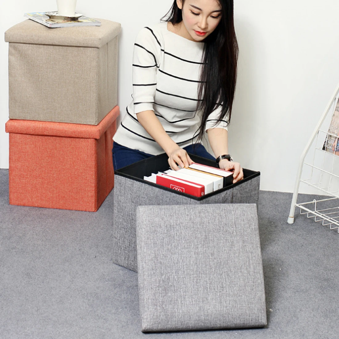 Compare Prices On Storage Stools Ottomans- Online Shopping/Buy Low E-SHOW Multifonction Square Folding Clothes Book Storage Box Benches Seat Ottoman Cube Foot Stool - Compare Prices On Storage Stools Ottomans- Online Shopping/Buy Low
