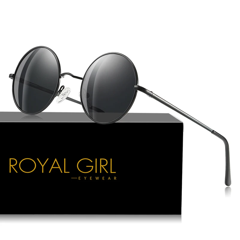 

Royal girl Sunglasses Men Polarized Women Round Steampunk Glasses Metal Brand Designer Vintage Metal Classic Glasses Pink ss335