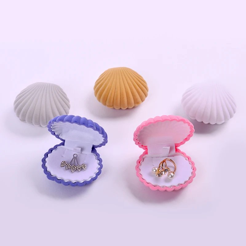 

Shell Shape Velvet Jewelry Box Wedding Engagement Ring Box Earrings Necklace Bracelet Jewellery Display Gift Hold Sieraden Doos