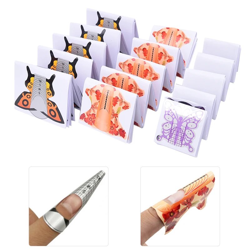 New 100Pcs Butterfly/Maple Leaf Nail Art Forms For UV Gel Nail Extension DIY Nail Art Tool 3 Styles