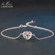 Женский браслет из стерлингового серебра 925 пробы в форме сердца, браслет из розового кварца с покрытием из розового золота 18 К LMHI047
