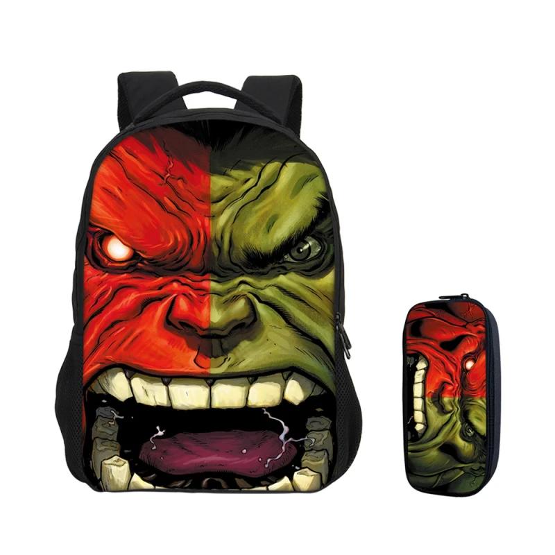 

Hynes Eagle 2 PCS/SET Backpacks For Boys Girls Marvel Super Hero Hulk 3D Prints Backpacks With Pencil Pouch Children Mochila