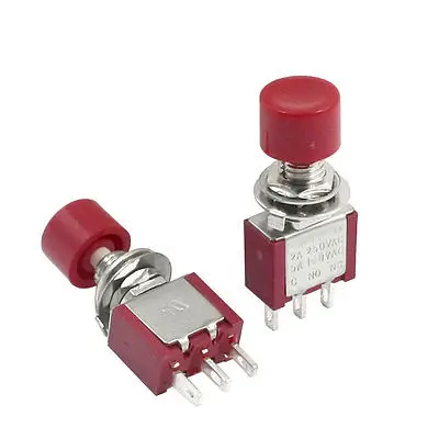 

2pcs AC250V 2A 120V 5A 3Terminals 1P2T Red Cap Push Button Toggle Switch