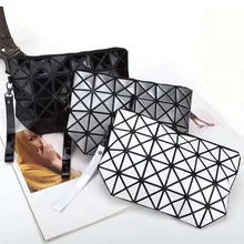 Fashion geometric triangle rhombus fold over square mosaic clutch new women solid color folding bag casual mobile phone bags