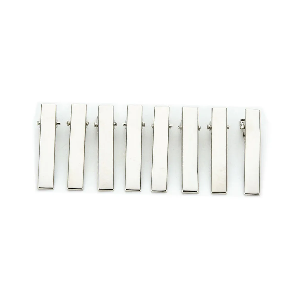 

50pcs 41/56mm Silver Flat Metal Single Prong Alligator Hair Clip Barrette Bows DIY HOUS Modish Custom Teeth Pinch