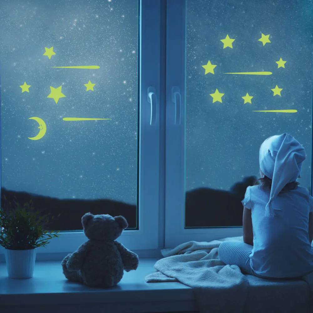 

ISHOWTIENDA Meteor Star Removable Luminous Wall Sticker Home Decoration