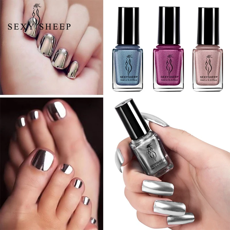 

1/2 Pcs Mirror Effect Metallic Nail Polish Purple Rose Gold Silver Chrome Nail Art Varnish For Nails Manicure Lacquer Set