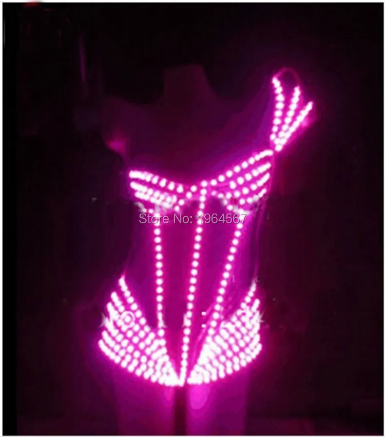 

New Design RGB Lady Clothes Colorful dance costumes luminous vest for ballroom bar dj disco party event singer sexy wears