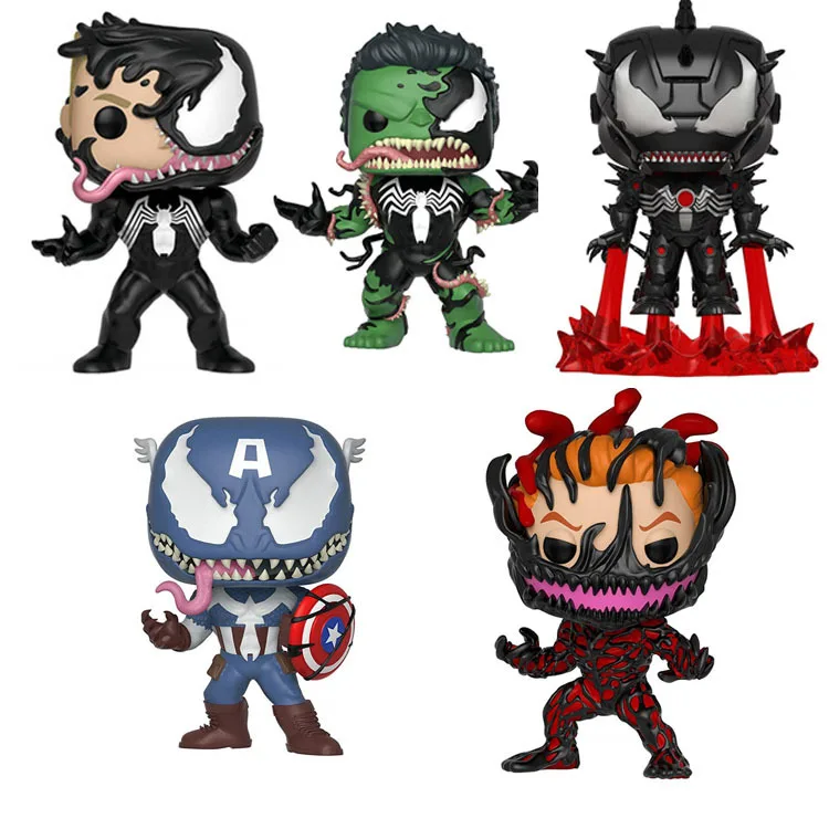 

Animes super heroes marvel Symbiosis action figures venom Hulk captain america ironman Carnage 10cm model doll toys