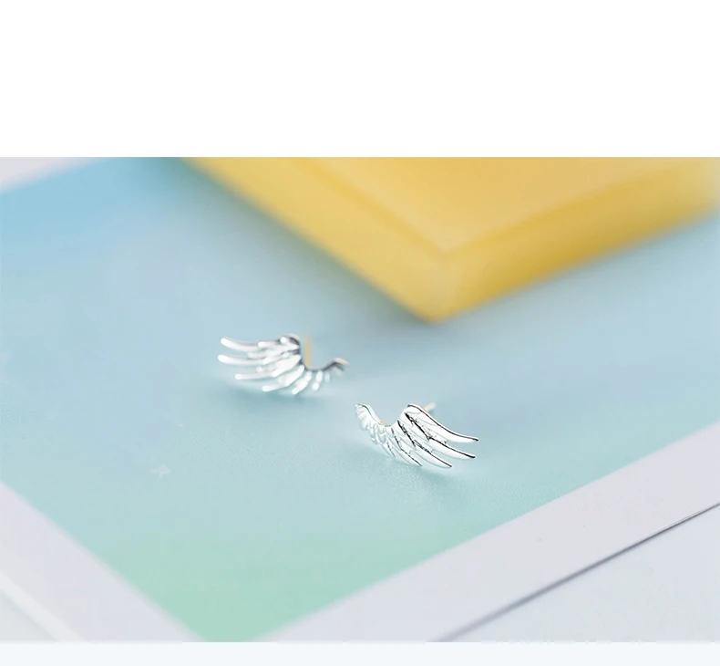LINDAJOUX 925 пробы серебряные Простые серьги-гвоздики в форме пера для женщин маленькие S925 Серебряные серьги-гвоздики