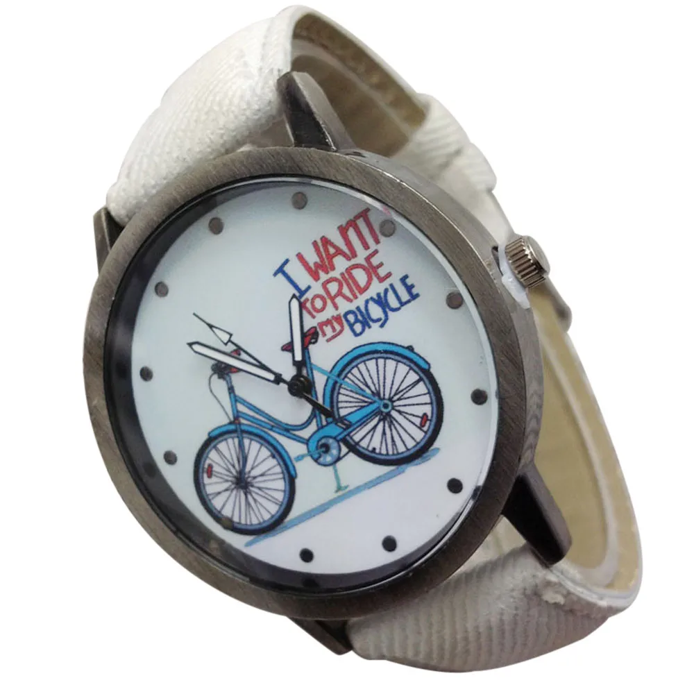 Винтажные часы джинсовые велосипеды мужские и женские студенческие парные настольные Relogio Feminino женские часы Reloj Mujer Bayan Kol Saati LD - Цвет: F