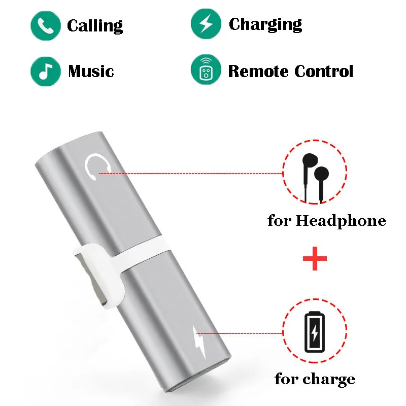 2 In 1 Audio Charger Adapter for iPhone X 7 8 Plus IOS 11 Earphone Headphone Adapter Audio Charging Mini Converter
