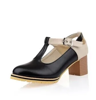 

Free Shipping New 2014 Spring High Heels Pu Leather Oxford Shoes for Women Fashion T-Strap High Heel Shoes