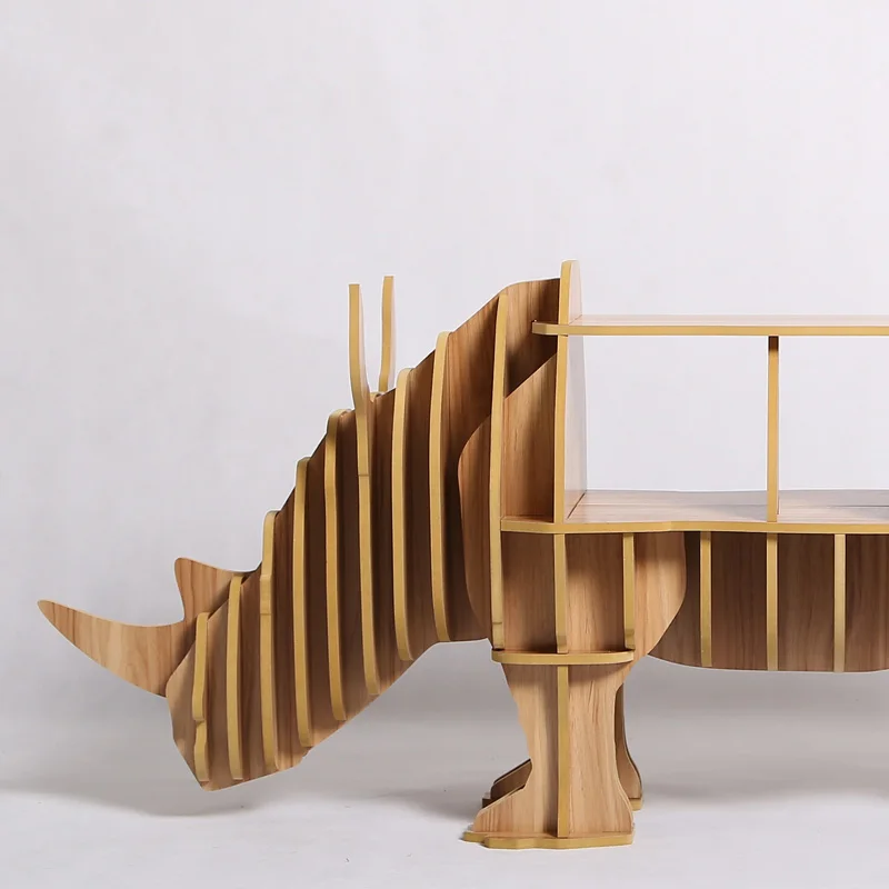 High-end Creative Wood Rhino Coffee Table Wood Desk Furniture Brand New TM003M