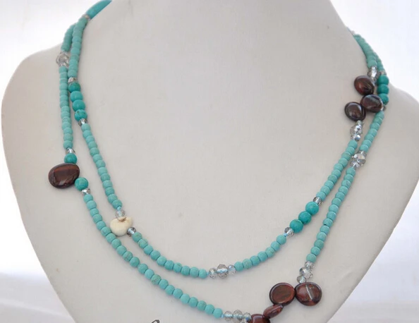 

ddh003160 NICE 4mm blue Turquoise bead tiger's-eye Melon seed necklace 40inch 28% Discount