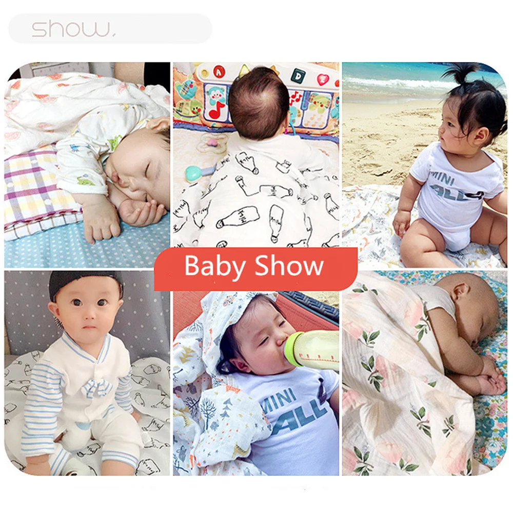 110*110cm Newborn Blankets Bath Gauze Baby Swaddles Soft Infant Wrap Sleepsack Cotton Baby Stroller Cover Play Mat