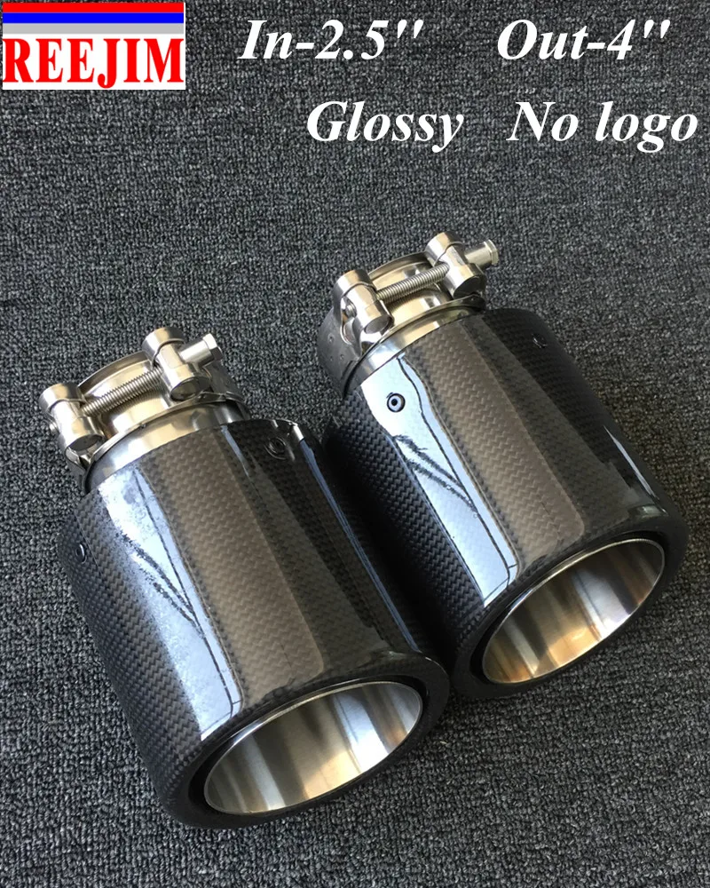 

1 Pair Inlet 2.5" Outlet 4" Akrapovic Carbon Fiber Exhaust Tip tailpipe tail tip egzoz no logo car-styling