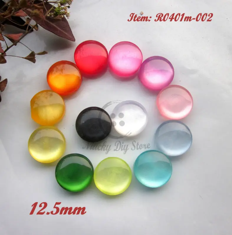 

60pcs 12.5mm mixed colour / one color the pearlescent buttons colorful resin shirt buttons for sewing women clothing material