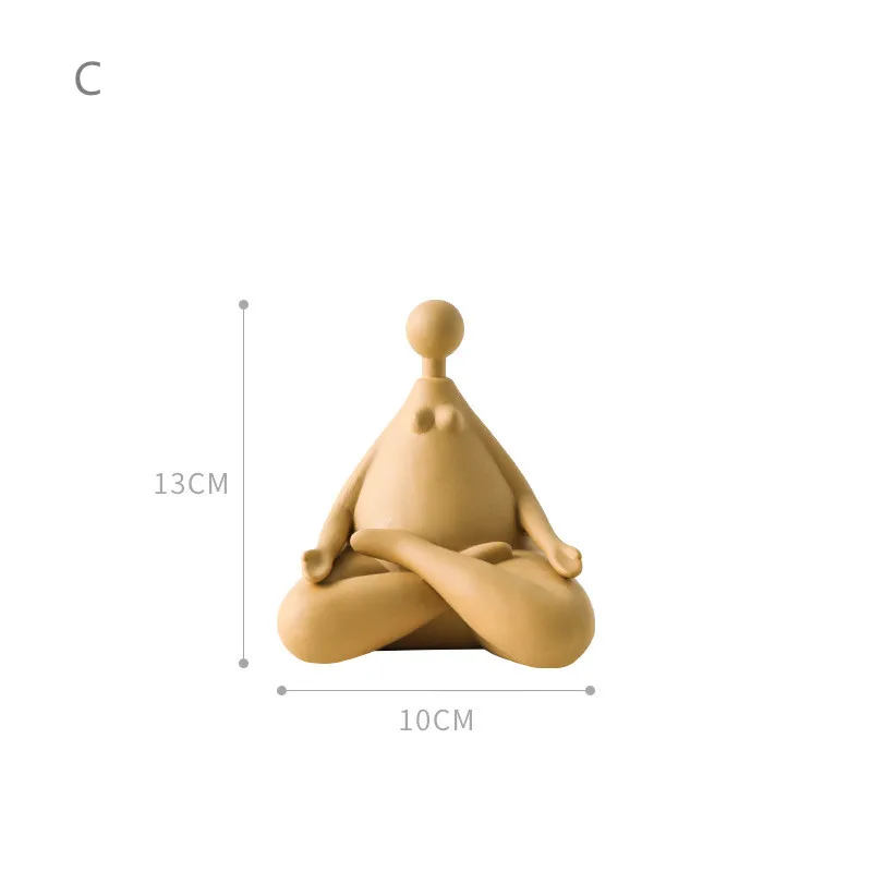 C В скандинавском стиле керамические абстрактные модели персонажей йоги, фигурки, миниатюры для гостиной, спальни, кабинета, украшения, подарки - Цвет: C