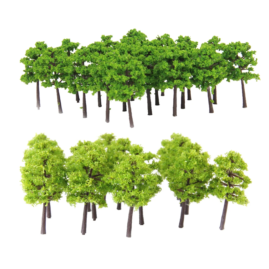 80Pcs 5cm Height Green Tree Models for RR Railway Diorama Park Garden Scenery Building Accessory