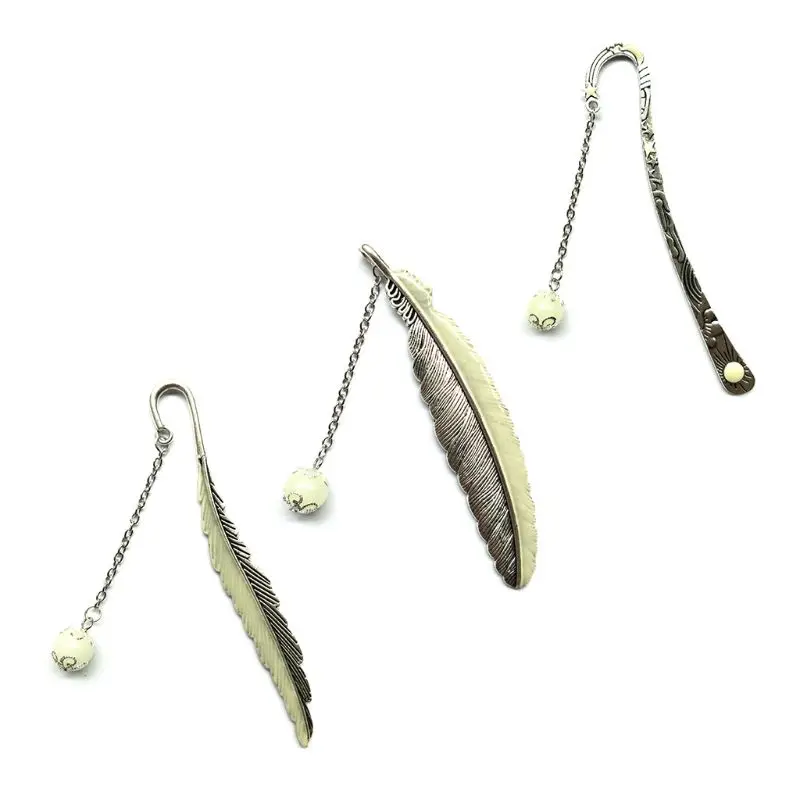 

Luminous Bead Pendant Feather Bookmark Retro Star Moon Hairpin Multi Style Optional Luminous Beads Fluorescent Bookmarks