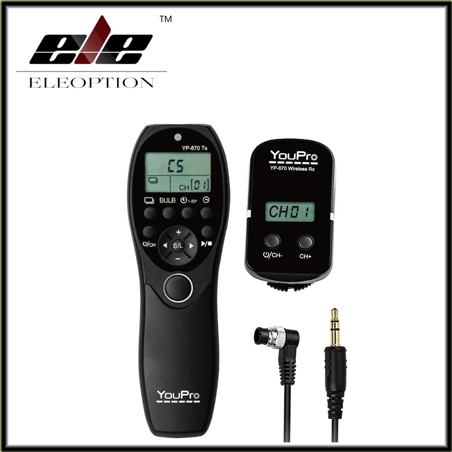 

2x Wireless YouPro YP-870 DC0 2.4G Remote Control LCD Timer Shutter Release Transceiver 32 Channels for Nikon Fujifilm DSLR