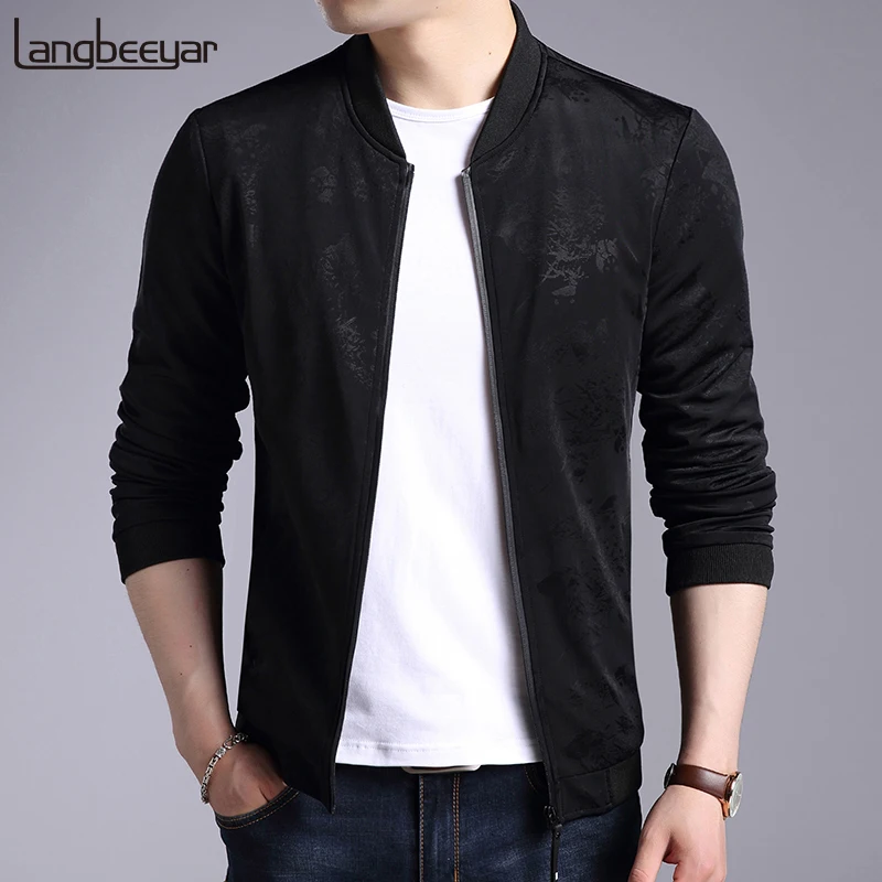 

2019 Autumn New Fashion Wind Breaker Jackets For Men Slim Fit Pattern Streetwear Trend Overcoat Bomber Casual Coat Mens Clothes