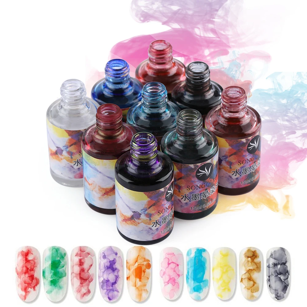 

15 ML Watercolor Ink Nail Polish Blooming Gel Smoke Effect Smudge Bubble DIY Varnish Manicure Gradient Nail Art Salon Polish