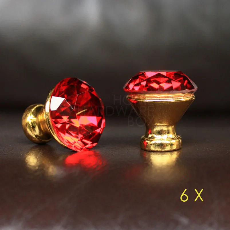 red crystal drawer knobs brass base handle kitchen pull